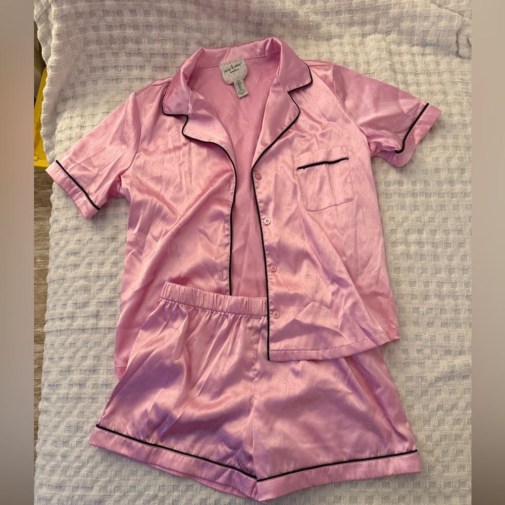 BABY PHAT + Forever 21 Satin Pink Pajama Set with Black Trim